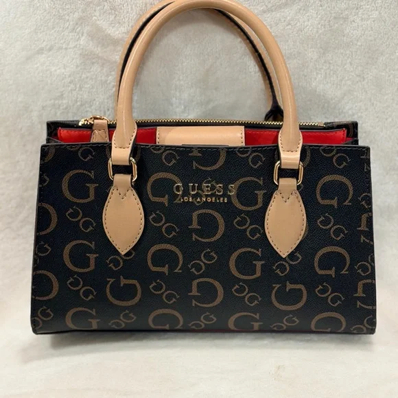 Guess Brown Monogram Mini Satchel Crossbody - Picture 11 of 15